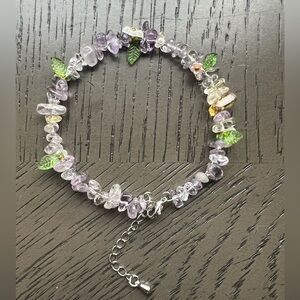 Amethyst memory wire adjustable bracelet